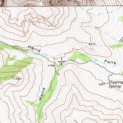 Topographic Map of Right Hand Falls Canyon, TX