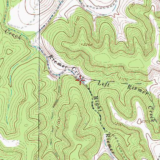 Topographic Map of Right Riemer Creek, TX