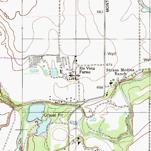 Topographic Map of Rio Vista Farms, TX
