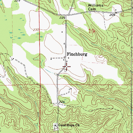 Topographic Map of Williams Store (historical), AL