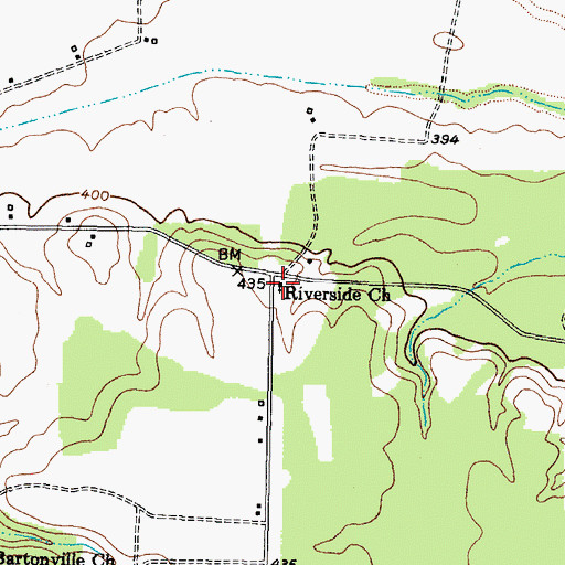 Topographic Map of Riverside Church, TX