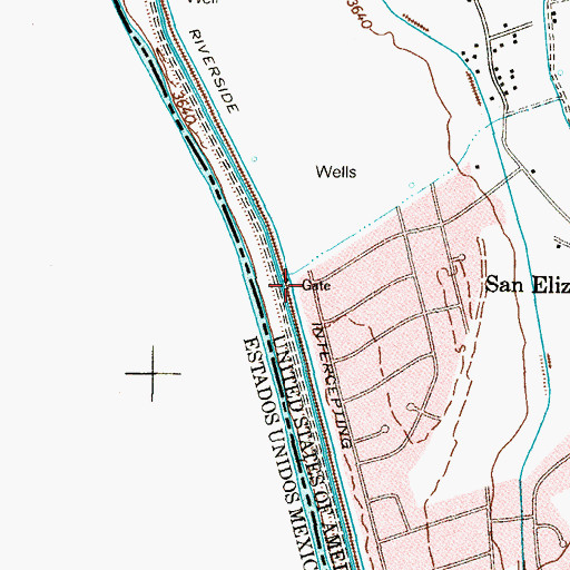 Topographic Map of Riverside Intercepting Drain, TX