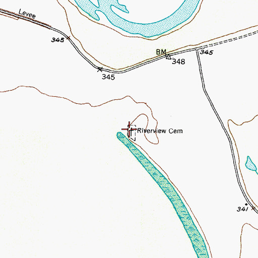 Topographic Map of Riverview Cemetery, TX