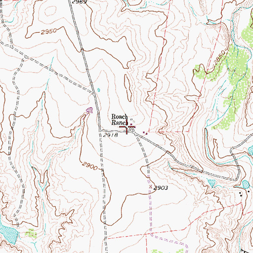 Topographic Map of Roach Ranch, TX