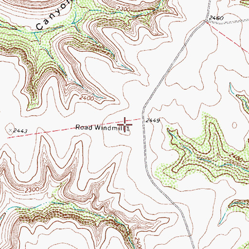 Topographic Map of Road Windmill, TX