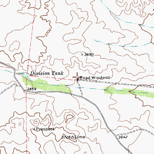 Topographic Map of Road Windmill, TX