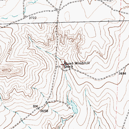 Topographic Map of Road Windmill, TX