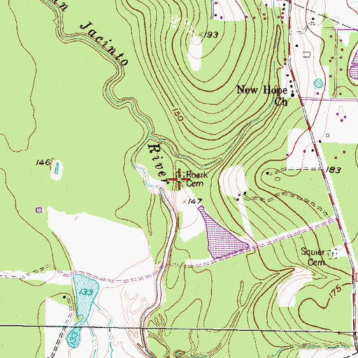 Topographic Map of Roark Cemetery, TX