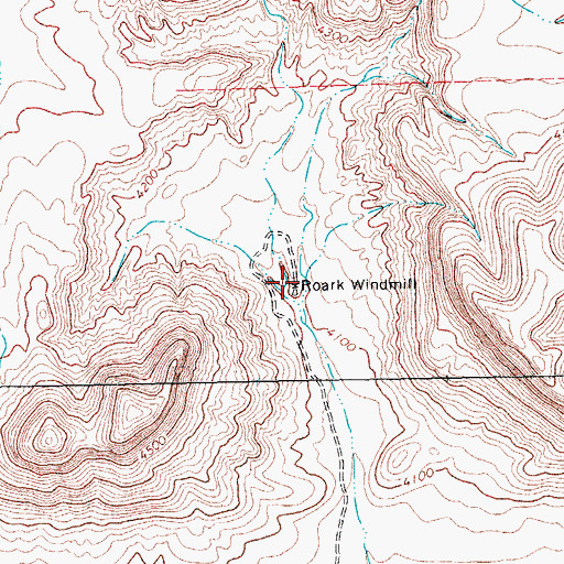 Topographic Map of Roark Windmill, TX