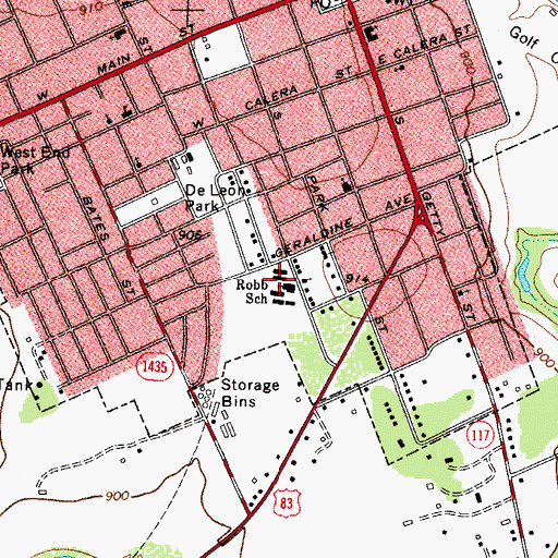 Topographic Map of Robb School, TX