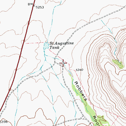 Topographic Map of Robbers Roost Canyon, TX