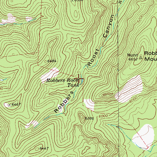 Topographic Map of Robbers Roost Tank, TX