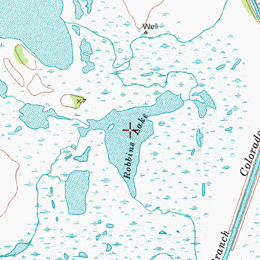 Topographic Map of Robbins Lake, TX