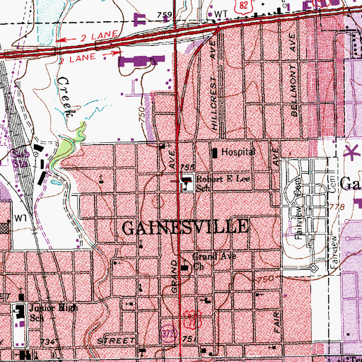 Topographic Map of Robert E Lee School, TX