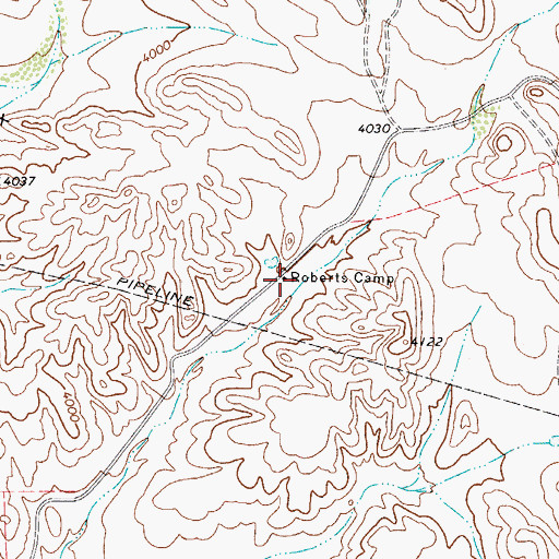 Topographic Map of Roberts Camp, TX