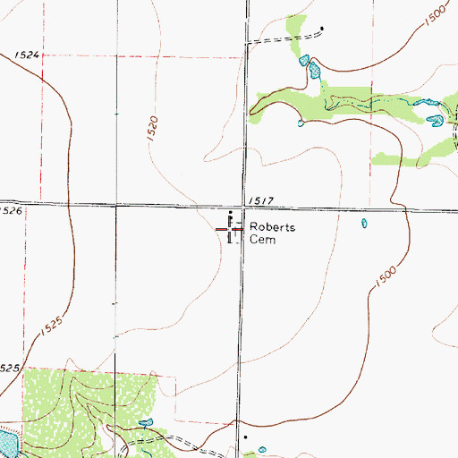 Topographic Map of Roberts Cemetery, TX