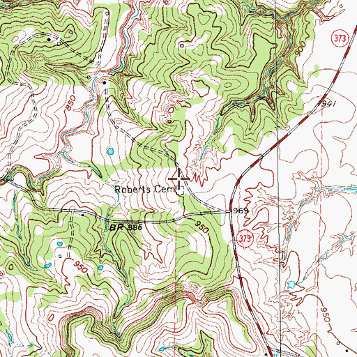 Topographic Map of Roberts Cemetery, TX
