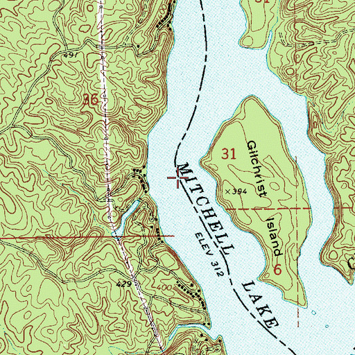 Topographic Map of Butting Ram Shoals, AL