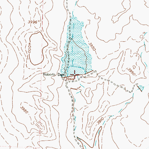 Topographic Map of Roberts Dam, TX