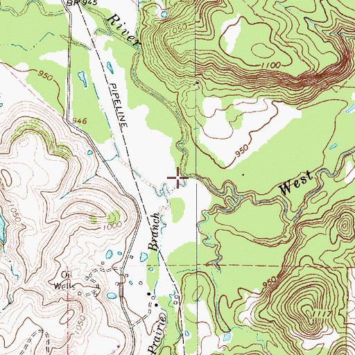 Topographic Map of Roberts Prairie Branch, TX