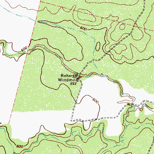 Topographic Map of Roberts Windmill, TX