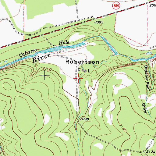 Topographic Map of Robertson Flat, TX