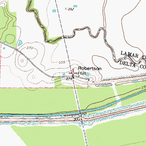 Topographic Map of Robertson Hill, TX