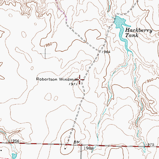 Topographic Map of Robertson Windmill, TX