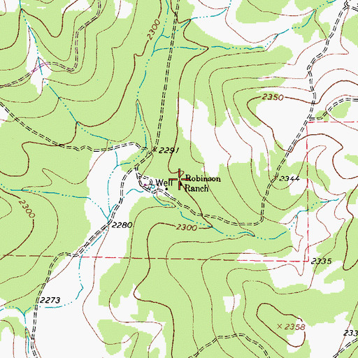 Topographic Map of Robinson Ranch, TX