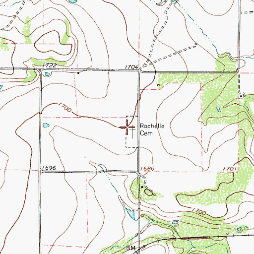 Topographic Map of Rochelle Cemetery, TX