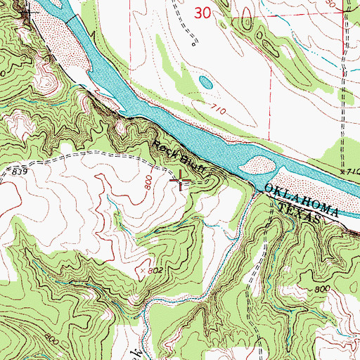 Topographic Map of Rock Bluff, TX