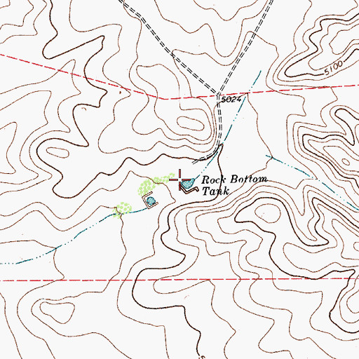 Topographic Map of Rock Bottom Tank, TX