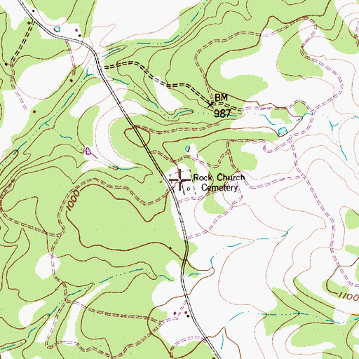 Topographic Map of Rock Church Cemetery, TX