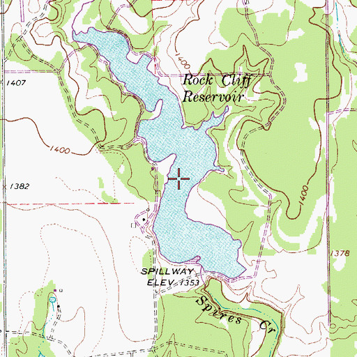 Topographic Map of Rock Cliff Reservoir, TX