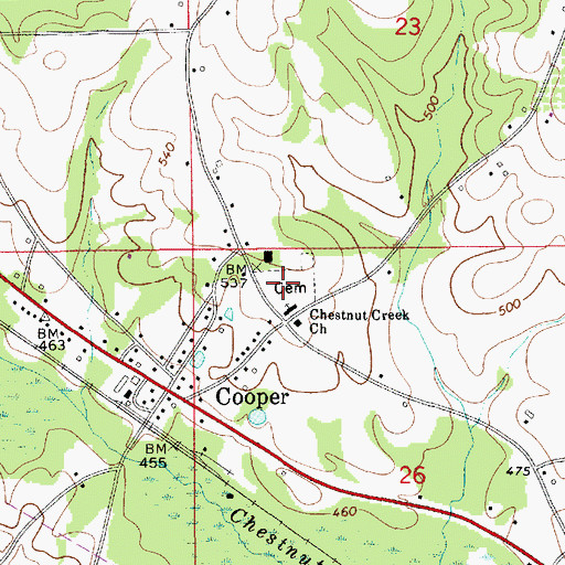 Topographic Map of Chestnut Creek Cemetery, AL