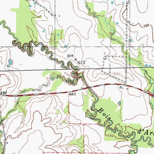 Topographic Map of Rock Creek, TX