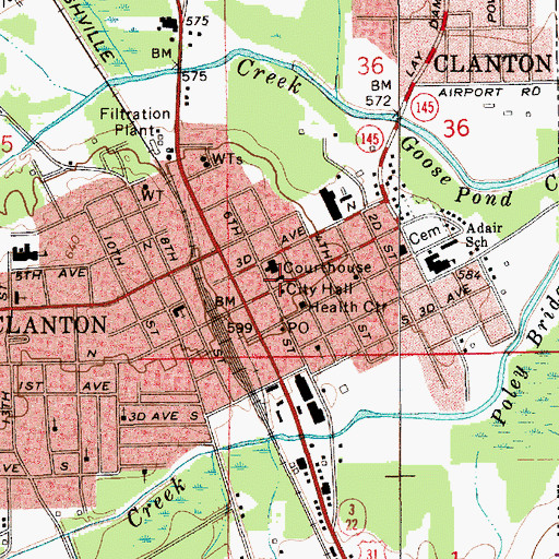 Topographic Map of Chilton County Courthouse, AL