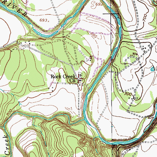 Topographic Map of Rock Creek Church, TX