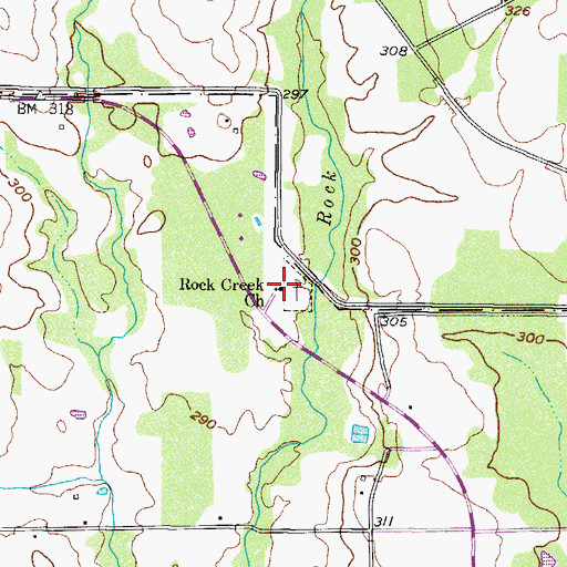 Topographic Map of Rock Creek Church, TX