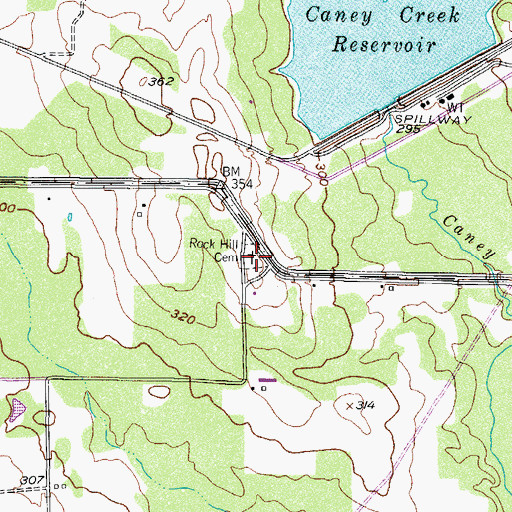 Topographic Map of Rock Hill Cemetery, TX