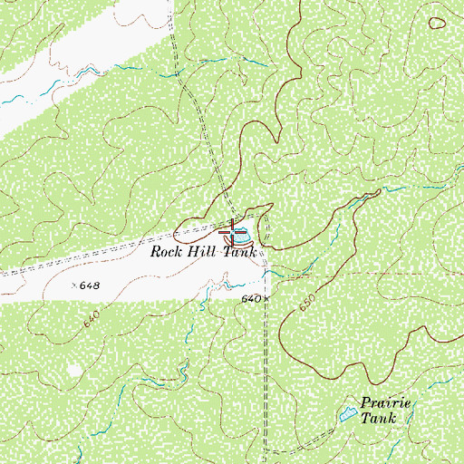 Topographic Map of Rock Hill Tank, TX
