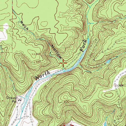 Topographic Map of Rock Hollow, TX