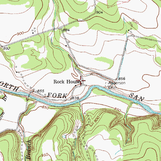 Topographic Map of Rock House, TX