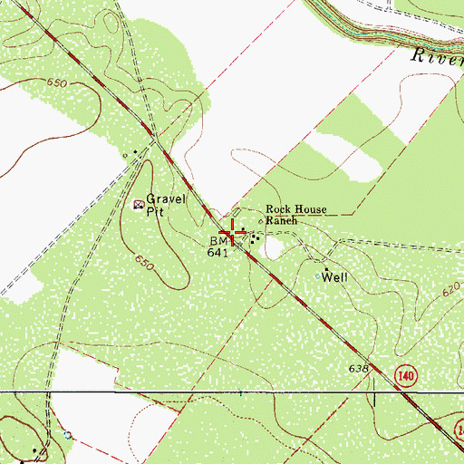 Topographic Map of Rock House Ranch, TX