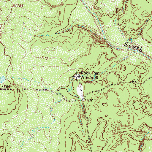 Topographic Map of Rock Pen Windmill, TX