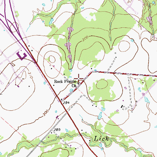 Topographic Map of Rock Prairie Church, TX