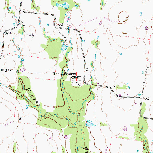 Topographic Map of Rock Prairie Church, TX