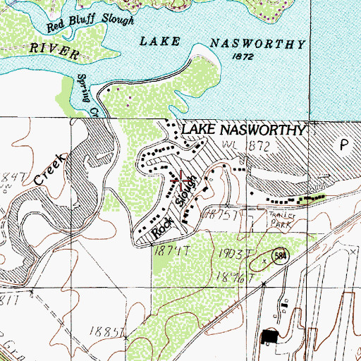 Topographic Map of Rock Slough, TX