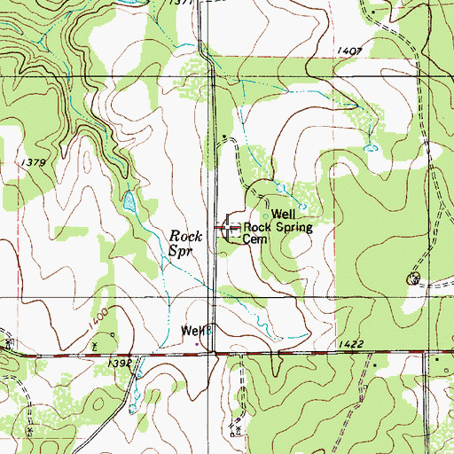 Topographic Map of Rock Spring Cemetery, TX