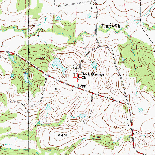 Topographic Map of Rock Springs Church, TX